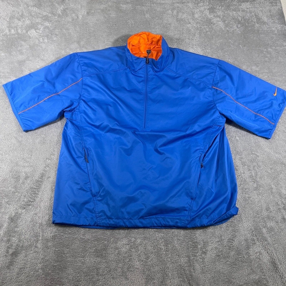 Nike Golf Windbreaker Jacket Large Blue Pullover Clima-FIT Short Sleeve 1/2 Zip
